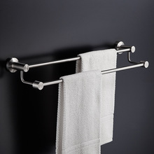 304不锈钢免打孔毛巾架卫生间浴室挂件双杆毛巾杆厨房厕所壁挂