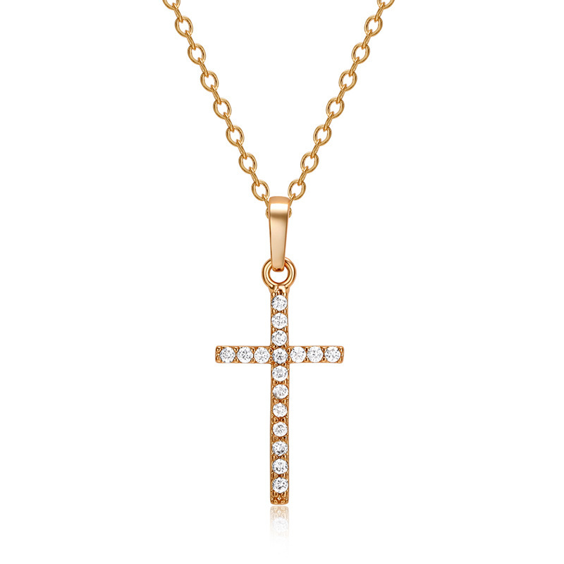 Europe and America Cross Border Ornament Cross Pendant Necklace Korean Style Inlaid Zircon Necklace Amazon Hot Sale Hip Hop Necklace