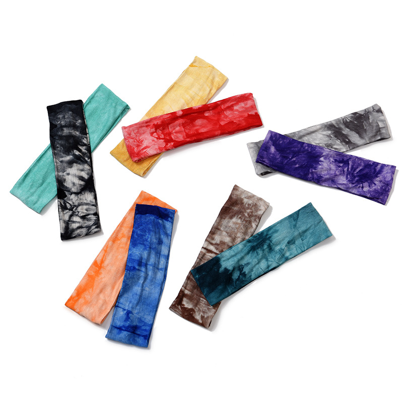 European and American New Sports Fitness Hair Band Sweat-Absorbent Yoga Elastic Ribbon Tie-Dyed Cotton Printing Hair Accessories