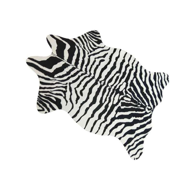 仿牛皮现货欧美黑白动物皮纹奶牛纹防滑地毯客厅卧室时尚地垫创意