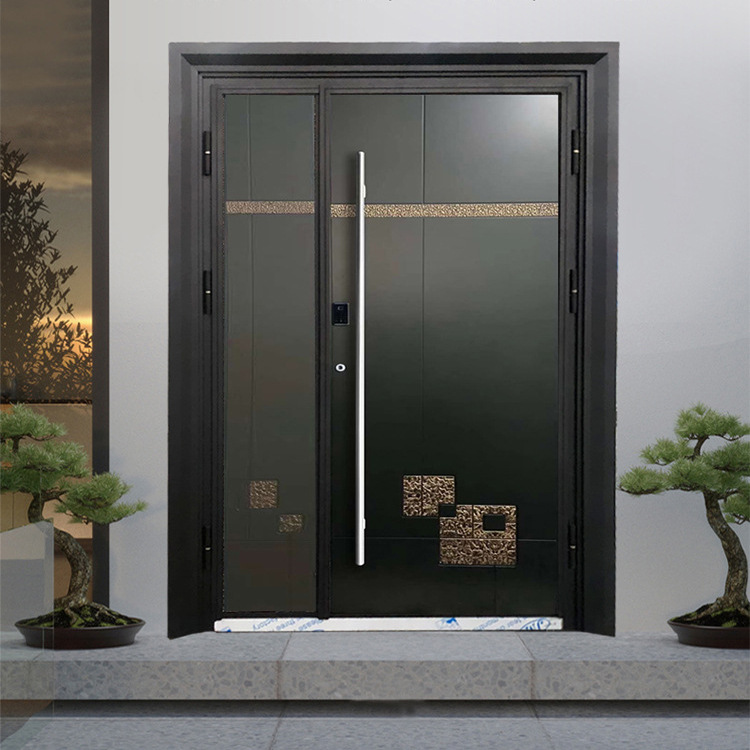 现代简约铝艺别墅大门安全铸铝防盗门简约豪华平开门批发