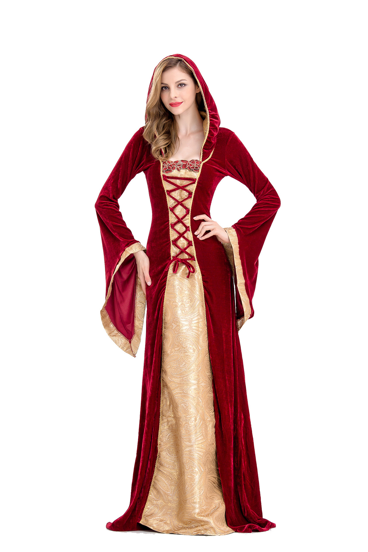 万圣节欧洲复古宫廷长裙小红帽连衣裙 女王皇后歌剧话剧摄影服装采购