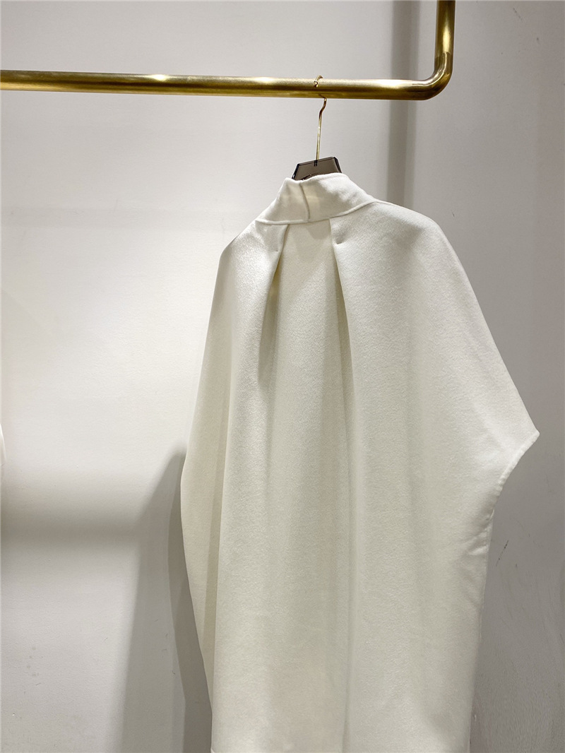 斗篷羊绒大衣女中长款时髦大气新款白色双面绒毛呢外套女韩版宽松