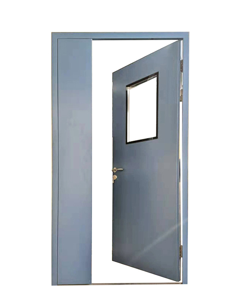 钢制净化子母门洁净门门扇厚度1.0门框厚度1.2带视窗及不锈钢门锁