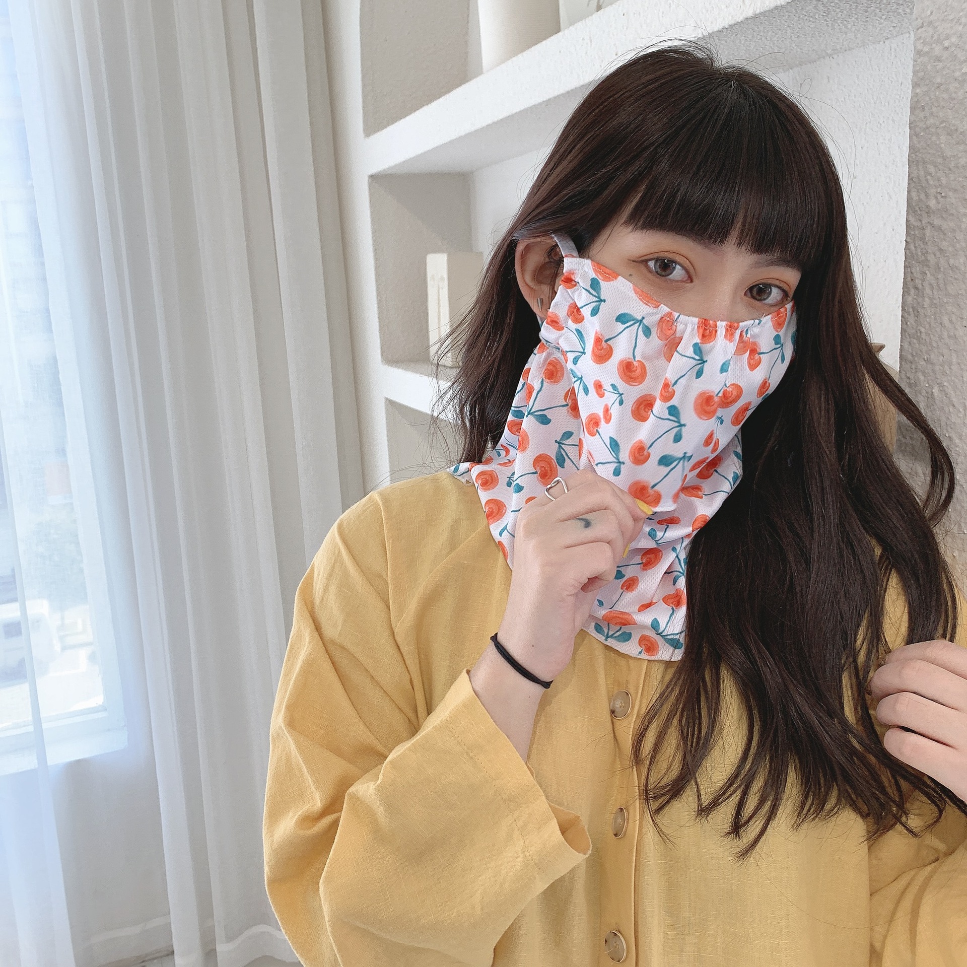 2020春夏新款格子复古防晒口罩巾防晒面罩骑行遮阳女夏季防晒护颈