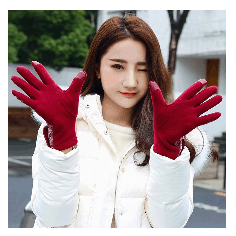 Micro Velvet Gloves Women's Warm Winter Cycling Gloves Touch Screen Gloves Wholesale Fleece Lined Padded Warm Keeping Gloves