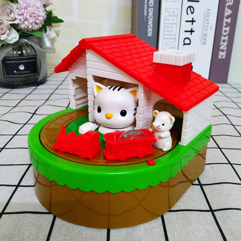 house  catch mouse train coin bank creative children‘s electric money stealing music coin saving box cross-border