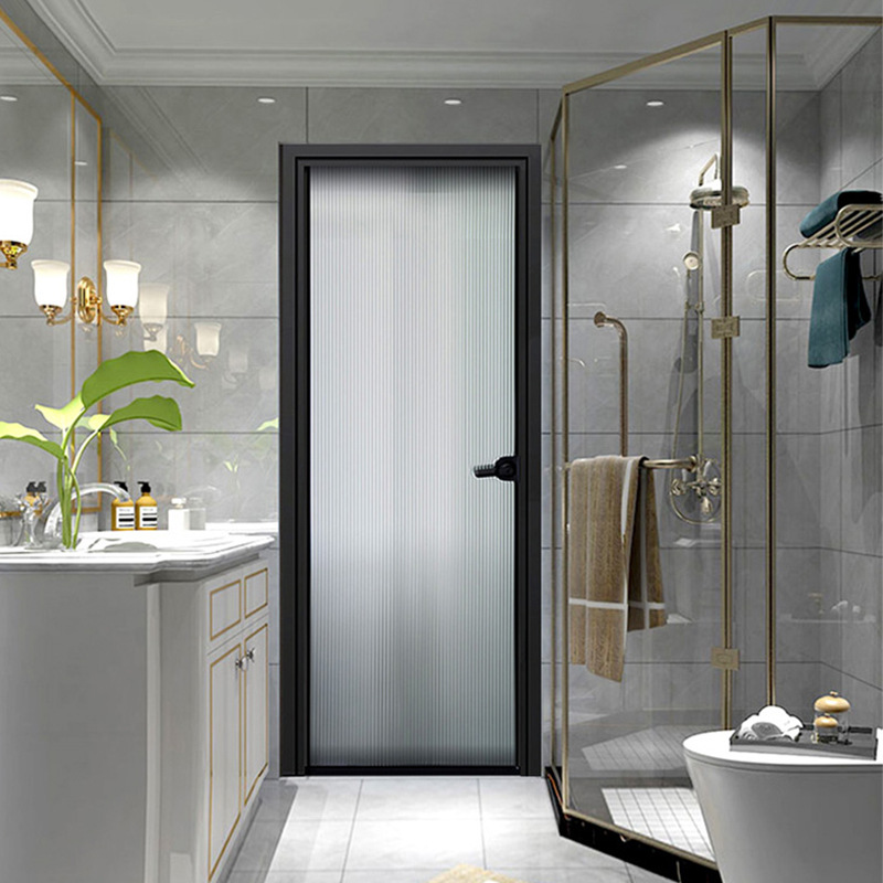 厂家直供16窄边框钛镁铝合金厕所洗手间卫生间门钢化玻璃门平开门