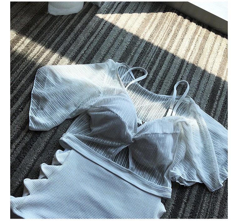 复古性感蕾丝分体泳衣女高腰花边聚拢钢托比基尼吊带海边度假泳装