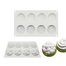 8连云朵硅胶模具螺旋花塔饼慕斯模ins风烘焙模具硅胶蛋糕模厂家
