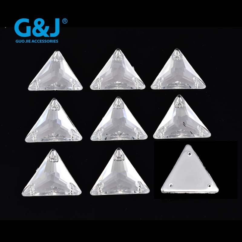 Imitation Table Acrylic Diamond Triangle Pointed Top Three Holes Hand Sewing Drill Wedding Scarf Clothing Beaded Handmade Sticker