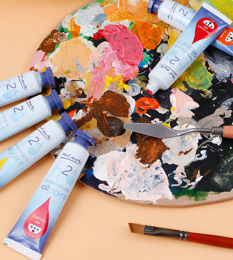 蒙玛特水溶油画颜料37ml单支画室学生美术绘画工具水调油画48色
