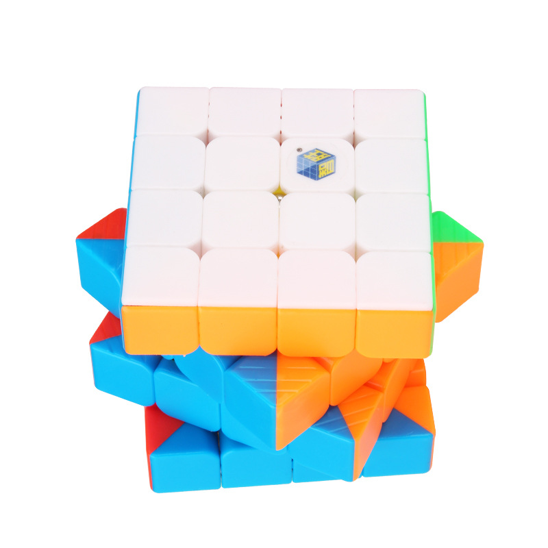 [裕鑫科教智胜四阶魔方]顺滑防粘纹彩色无贴纸益智玩具带教程秘籍