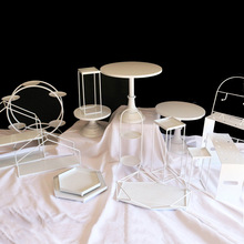 创意家用果盘下午茶点心架欧式白色甜品台摆件套装铁艺生日蛋糕盘