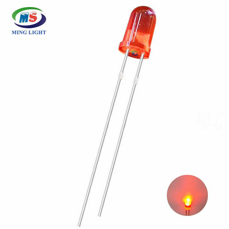 5mm红发红长脚 圆头高亮 f5红灯 f5红光 红色 led灯珠 发光二极管