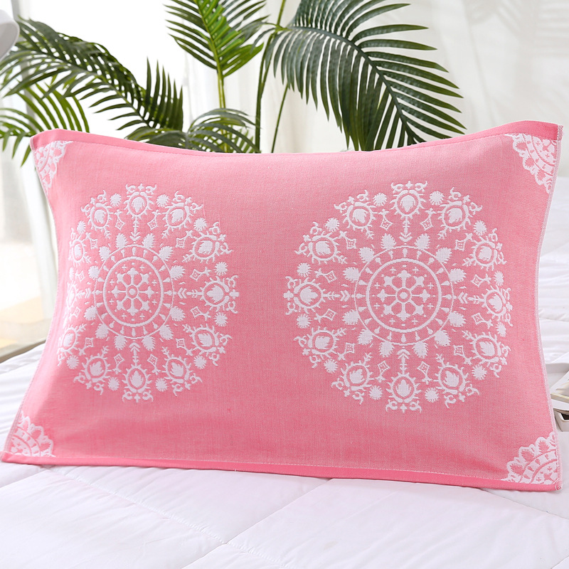 厂家批发棉三层纱布成人枕巾提花家用纱布枕巾透气柔软枕巾