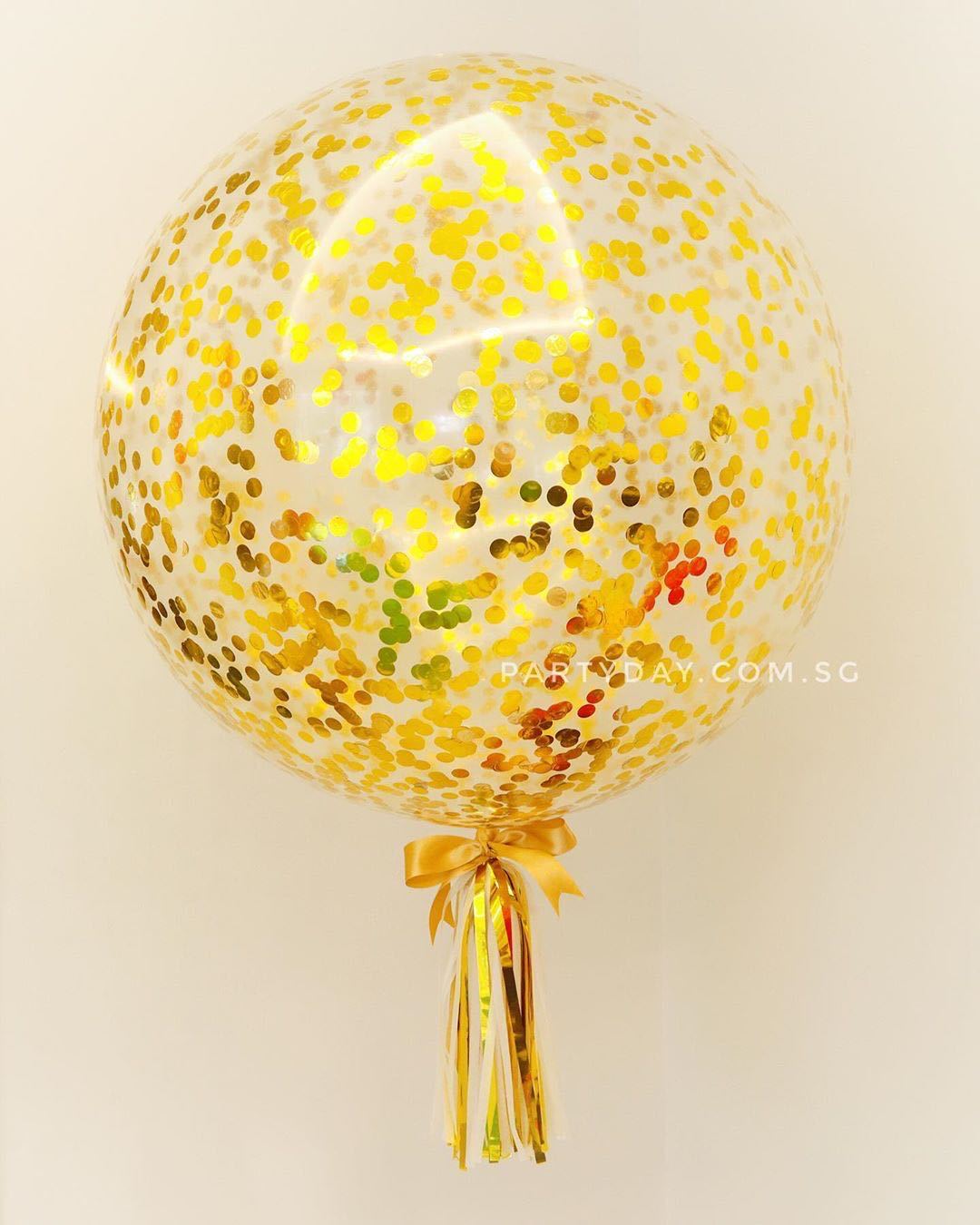 大号36寸正圆形透明乳胶纸屑气球七彩色纸片气球碎片金色亮片气球
