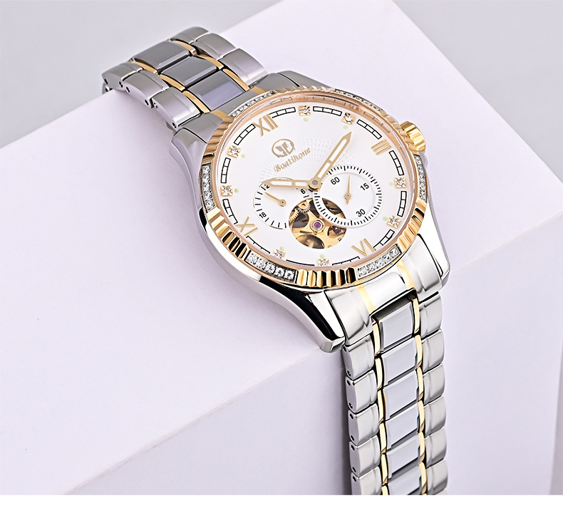 宝航boatihone自动多功能机械表夜光防水商务精钢小三针男士手表