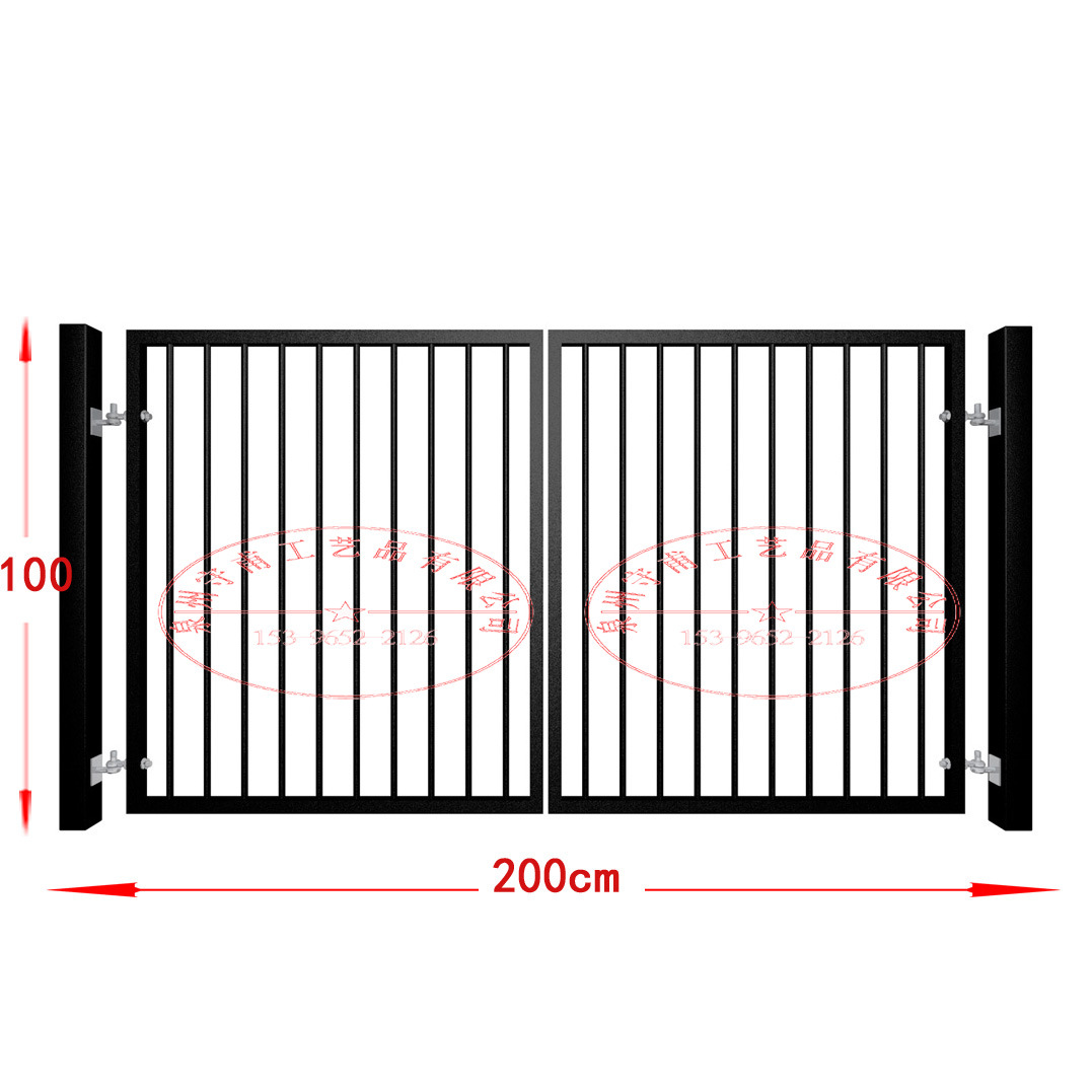 小区铁艺大门双开的平顶铁门 2米宽1米高