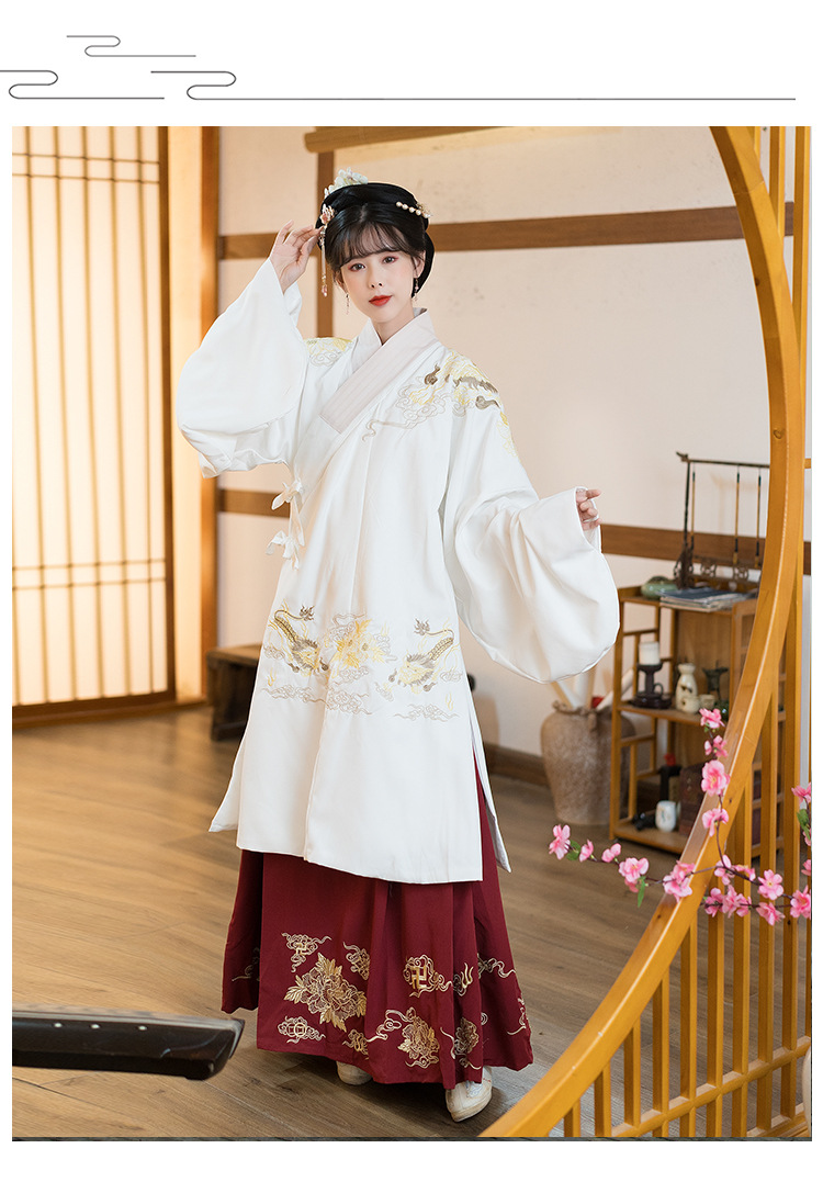 5951传统汉服交领长袄明制重工绣花马面裙飞鸿凌月传统礼服秋冬装