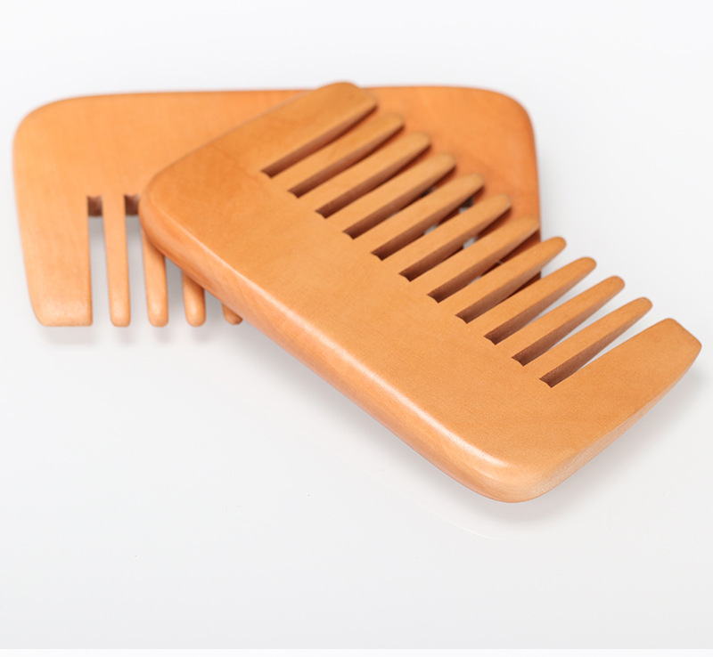 宽齿木梳加厚月梳可定制款木梳 批量雕刻彩印logo梳子礼品纪念梳