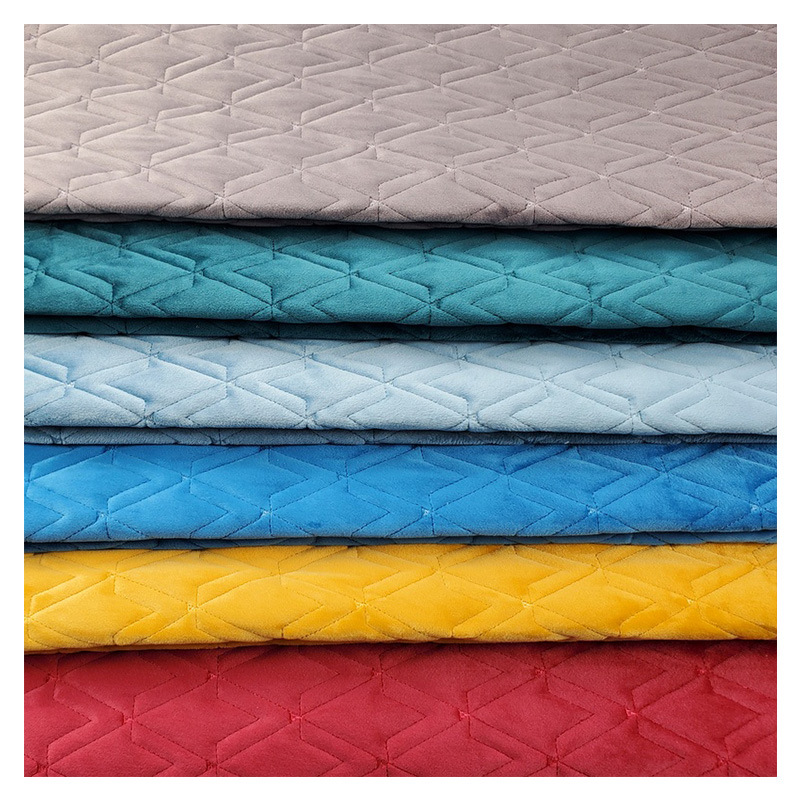 夹棉沙发布料厂家新款垫子绒布绗绣防滑沙发垫花边面料半成品批发