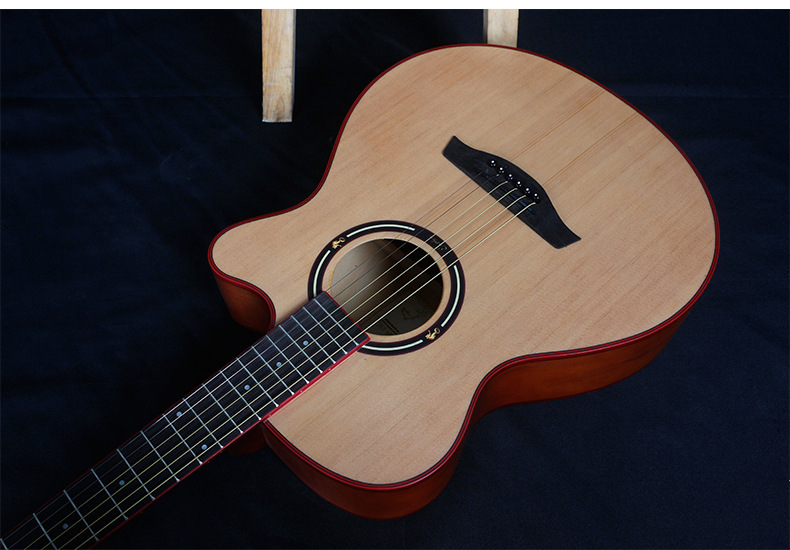 厂家直销34寸36寸40寸41寸原木色黑色哑光云杉木合板初学联系吉他_汇