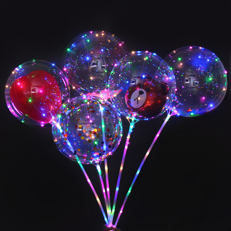 20-Inch Transparent Bounce Ball Wholesale Internet Celebrity Light-Emitting Toys Stall Supply Children's LED Light-Emitting Toy Balloon