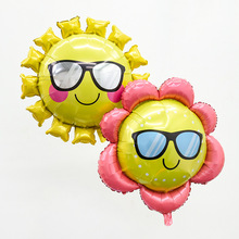 厂家热卖饰景铝膜气球 太阳花笑脸铝膜装饰气球