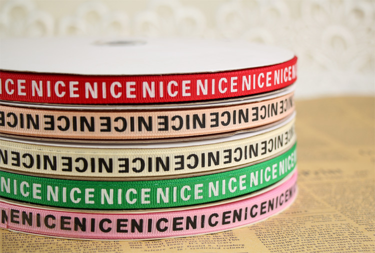 英文字母带nice织带辅料diy丝带涤纶螺纹带丝彩带婚纱摄影道具1cm