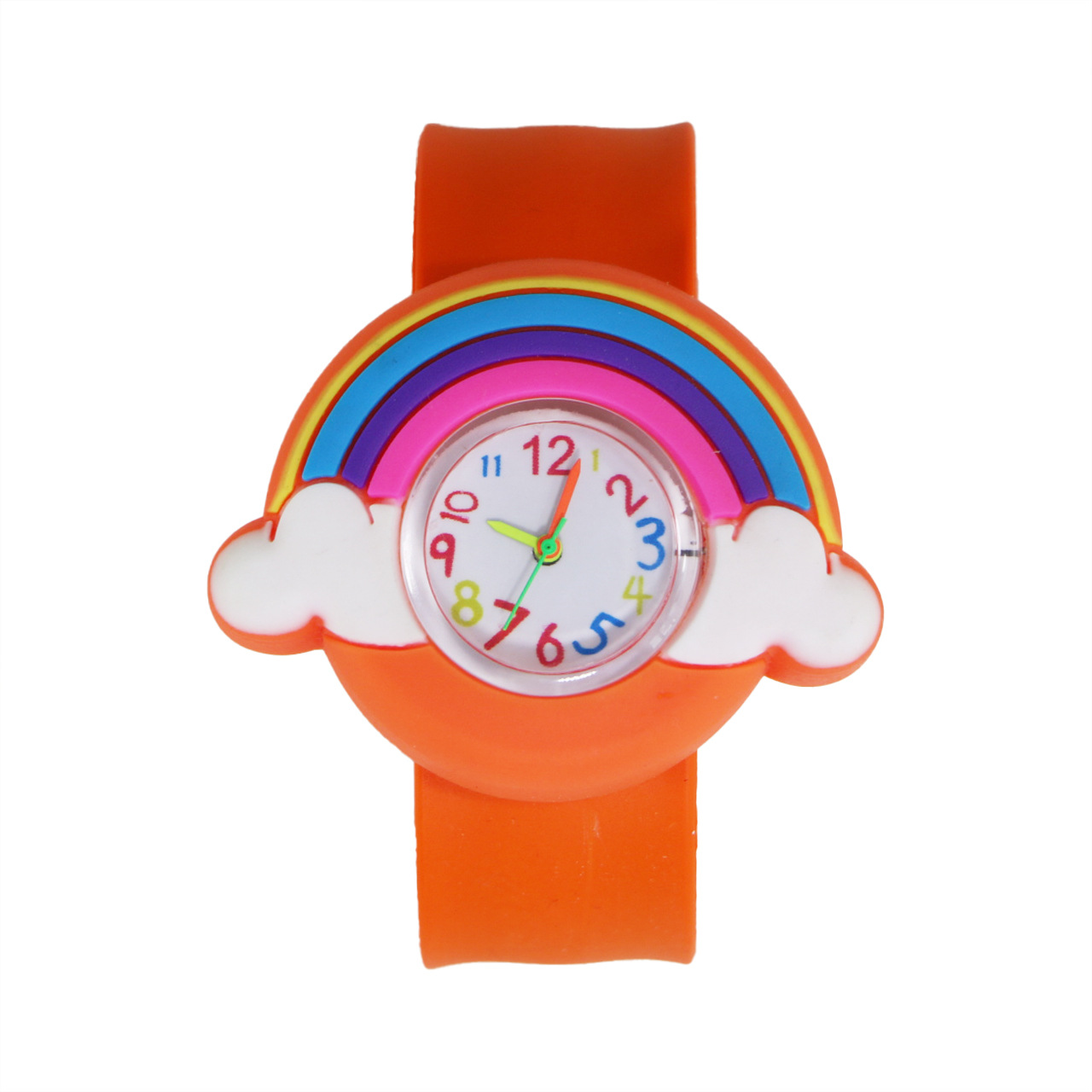 彩虹卡通动物幼儿园小学生儿童玩具手表石英硅胶啪啪圈指针拍拍表