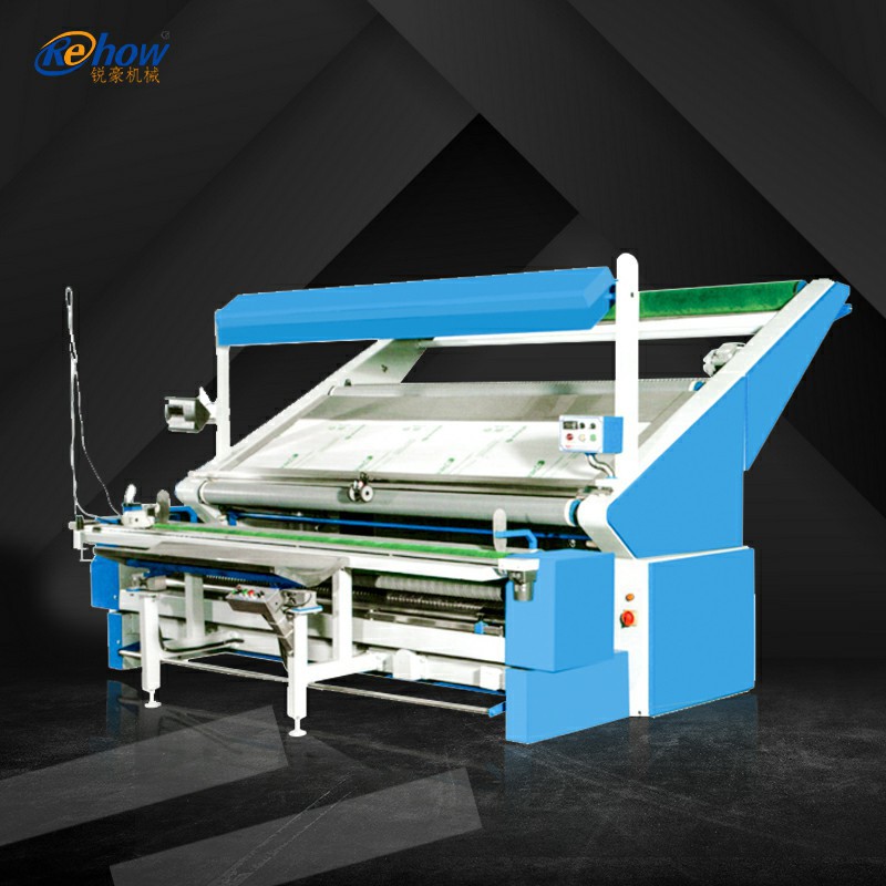 自动对边无张力丝绸服装面料验卷机器 圆筒双面平幅针织布验布机