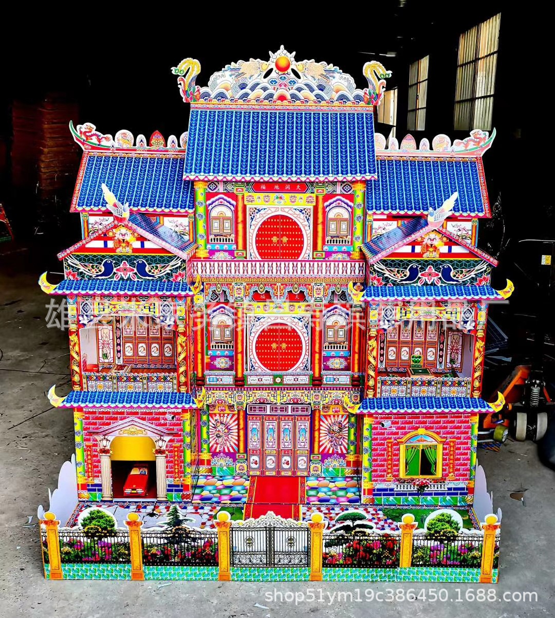 厂家楼房四合院瓦楞纸灵房折叠灵屋纸房子纸扎祭祀别墅殡葬