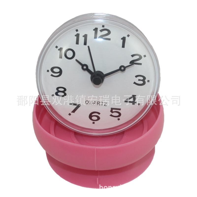 Factory Direct Sales Odorless Bathroom Clock Waterproof Bathroom Electronic Wall Clock Anti-Fog Kitchen Suction Cup Clock Pocket Watch