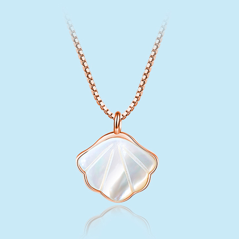 One Quilt Necklace Women's S925 Sterling Silver Korean Style Ins Versatile Niche Clavicle Chain White Shell Pendant Shell Ornament