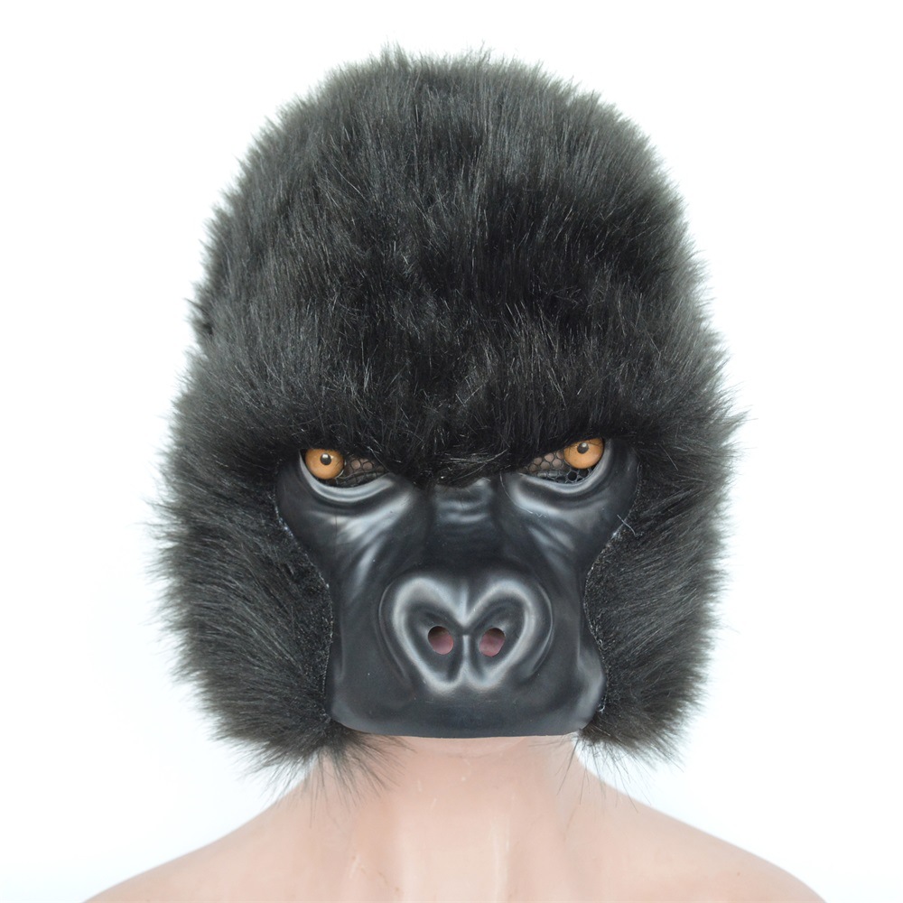毛绒动物头套男女款黑猩猩面具抖音视频拍摄道具半脸动物面具