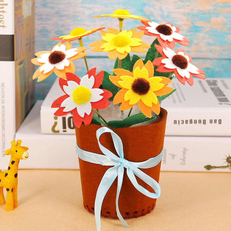 不织布diy花盆布艺盆栽 儿童母亲节亲子手工花束制作康乃馨材料包