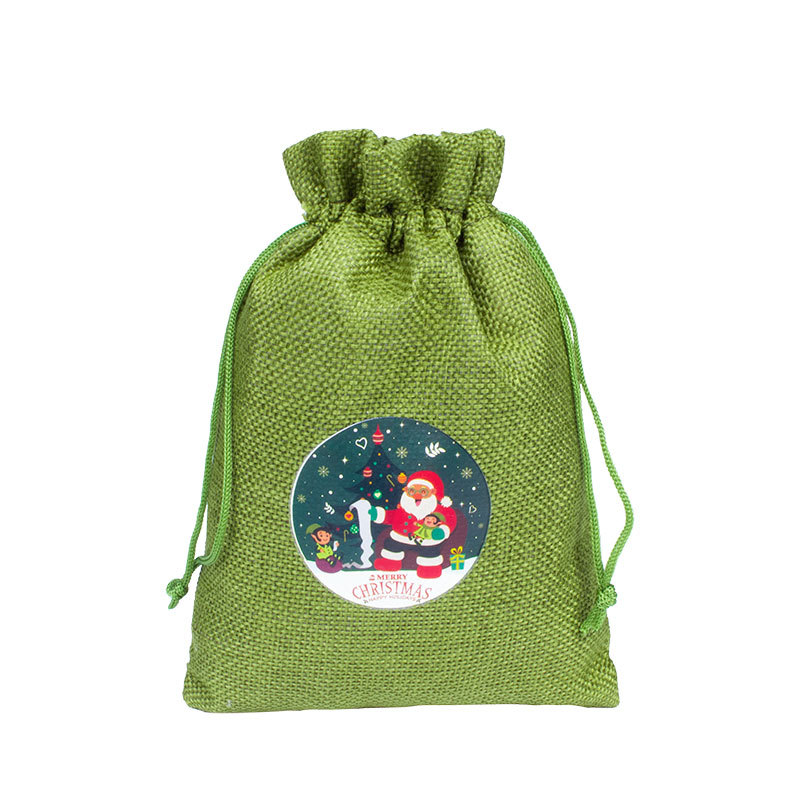 新款创意圣诞麻布袋套装组合仿麻圣诞礼品袋收纳袋24个一套可定制