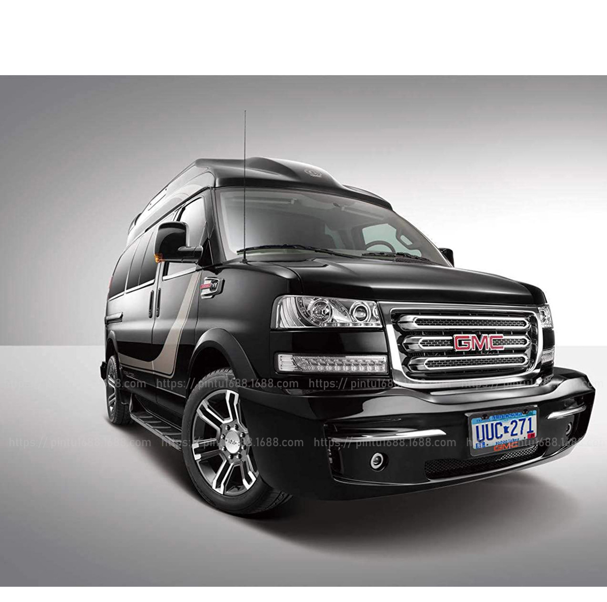 跨境亚马逊黑铝合金车牌框适合gmc标签车牌适用于美国车牌盖定制