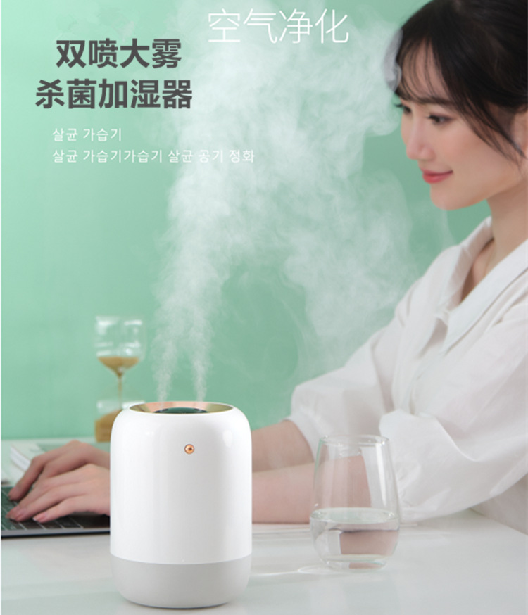 Spray Simple Double Spray Humidifier for Pregnant Women Household Silent Bedroom Desktop UVC Sterilization Timing Small