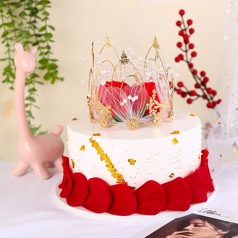 蛋糕装饰皇冠摆件网红羽毛皇冠女神女王皇冠唯美结婚饰品批发