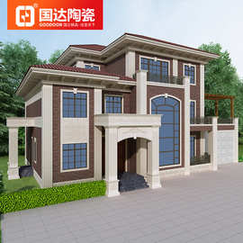 国达陶瓷别墅自建房外墙砖客厅电视背景墙砖 轩岩棕轩岩石60×240