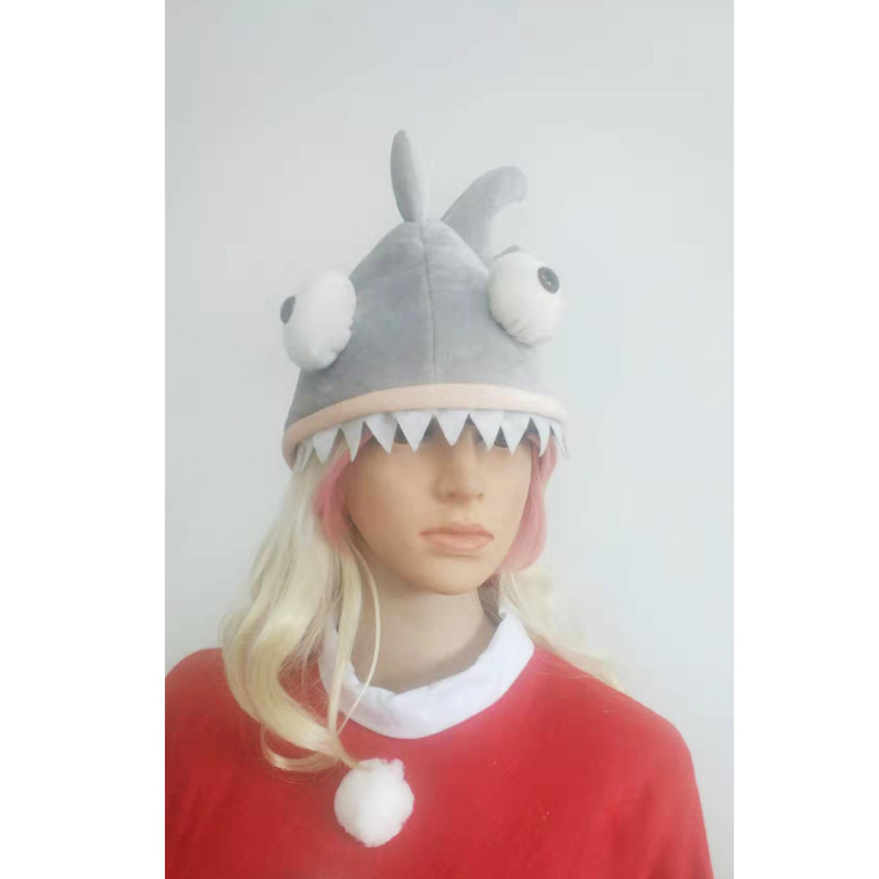 鲨鱼帽 创意动物角色立体游乐大眼鱼主题扮演头套狂欢道具