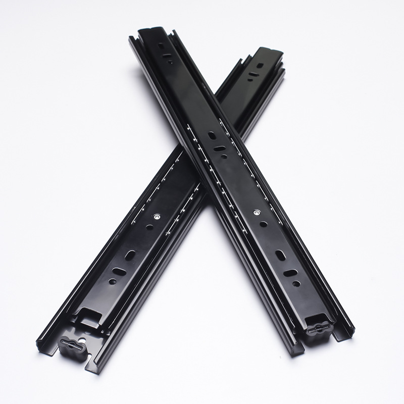 抽屉轨道 阻尼三节轨 麒麟系列45宽三节阻尼钢珠滑轨