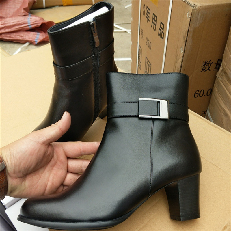 正品07女军官羊毛皮鞋配发女干部绒皮鞋校尉士官女棉皮靴冬防寒靴