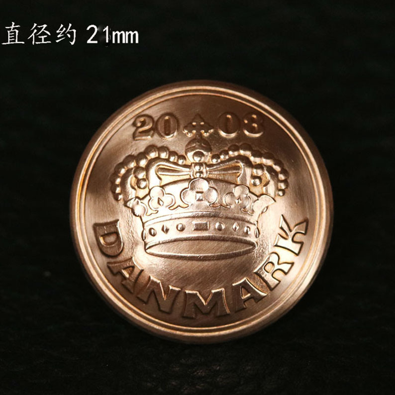 古意手工制作复古养牛硬币扣真币扣财布扣皇冠装饰扣21mm