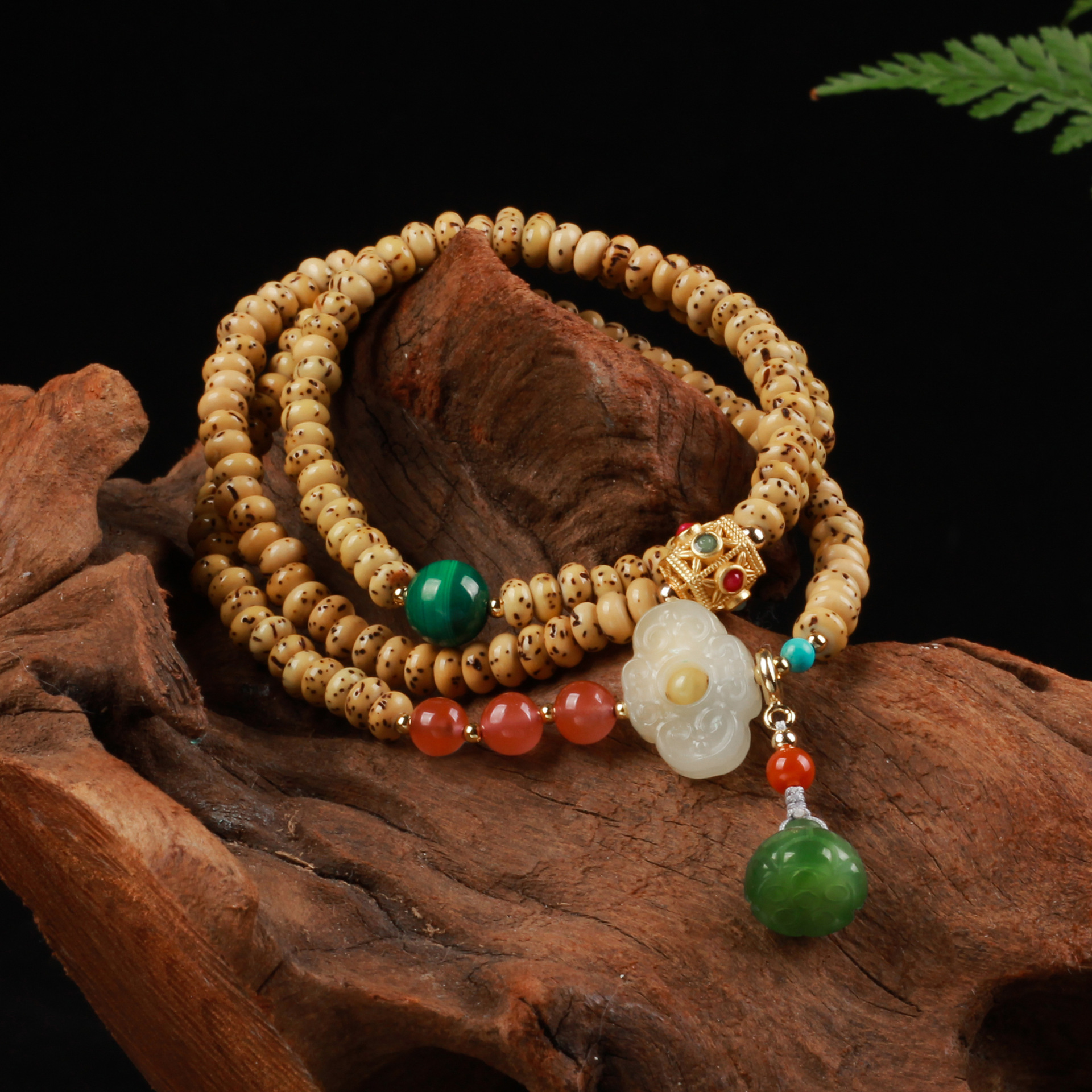 35mm迷你星月菩提子手串三圈原籽佛珠手链女士项链配饰