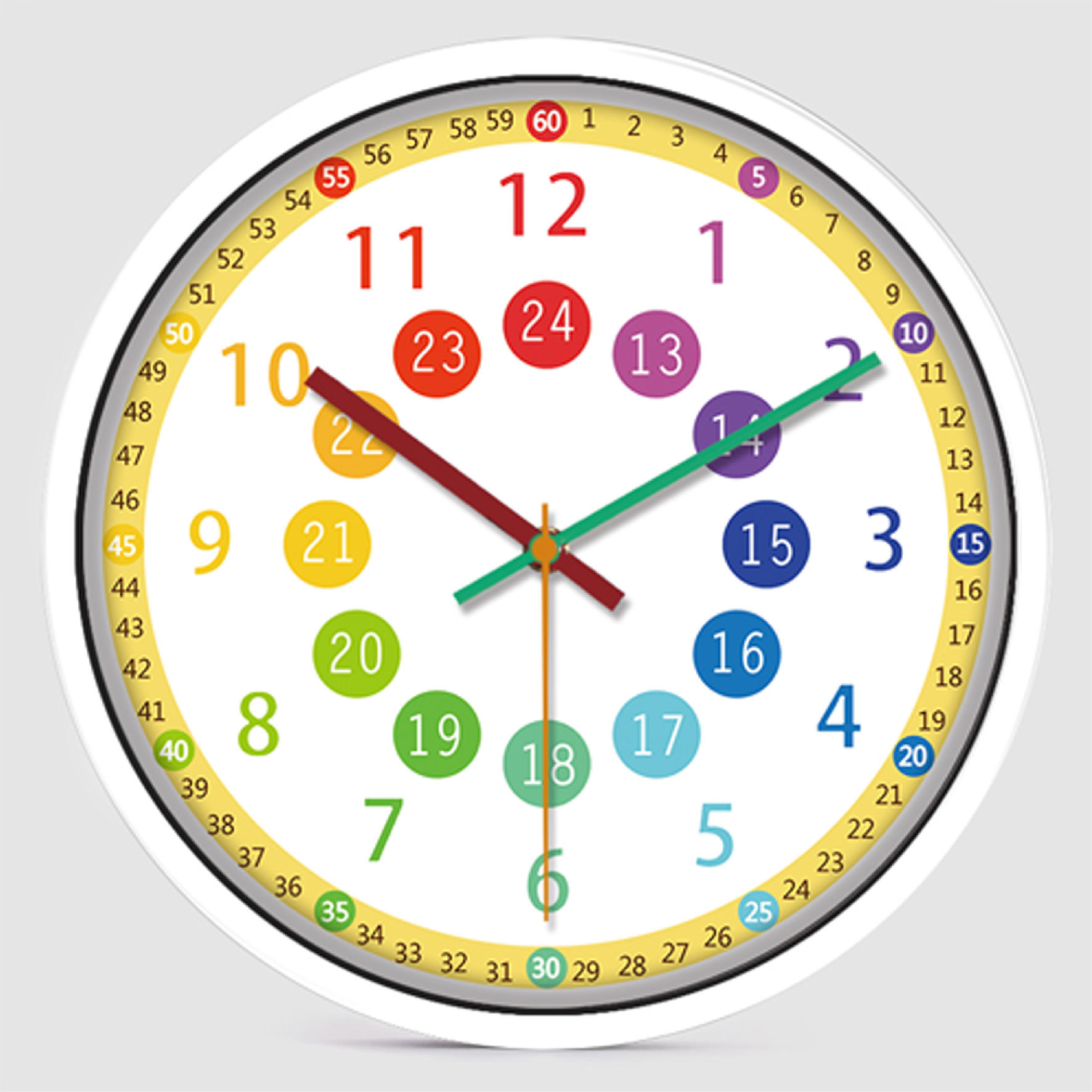 一件代发宝宝学习挂钟早教静音客厅幼儿园儿童房认知识卧室时钟表