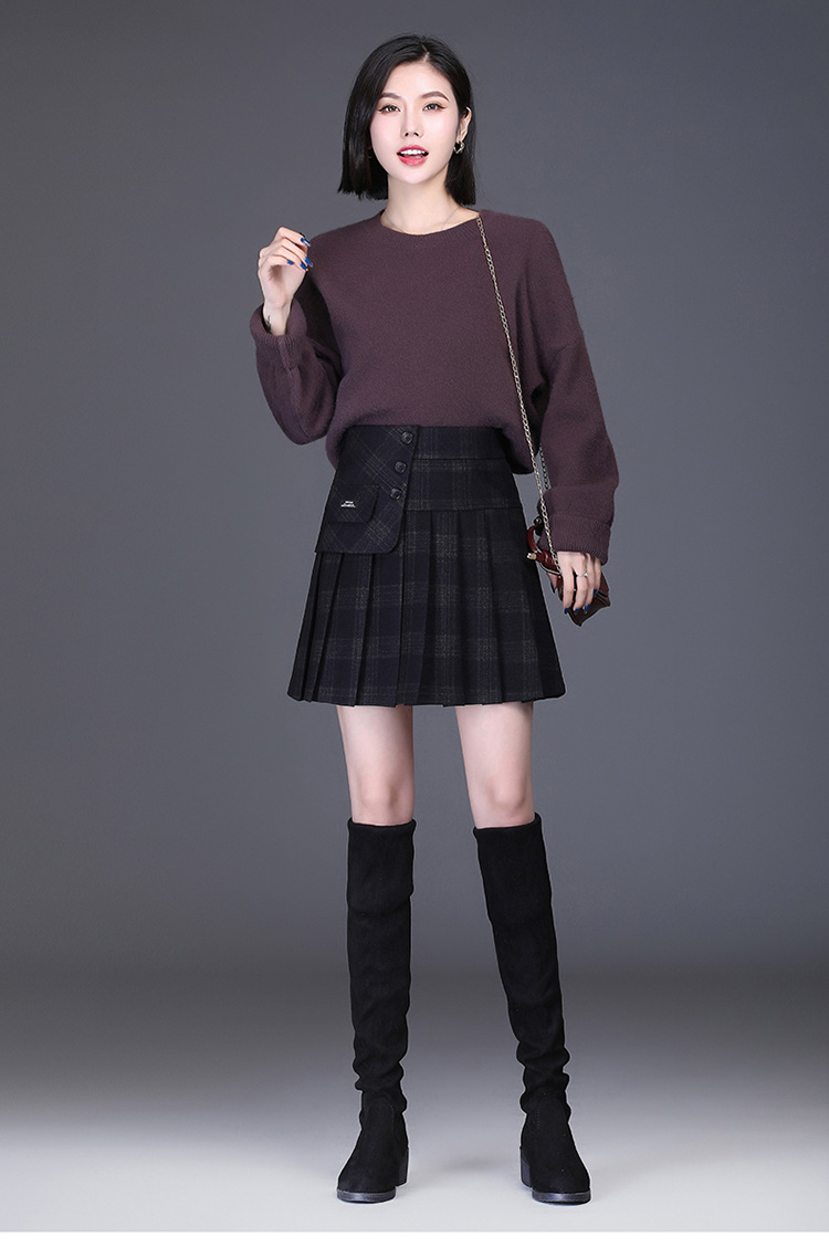 2020新款时尚短裙女秋冬高腰半身裙显瘦百褶裙a字冬天配毛衣伞裙