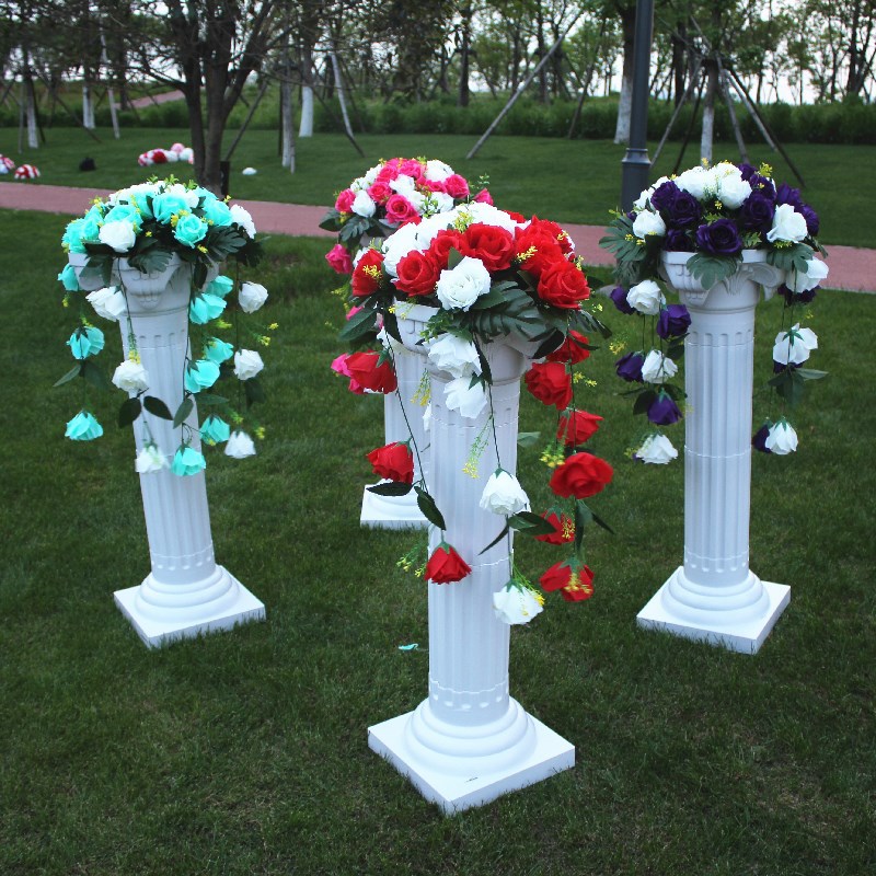 新款42头成品婚庆路引花 带吊枝 花架花柱装饰花 婚庆罗马柱花束